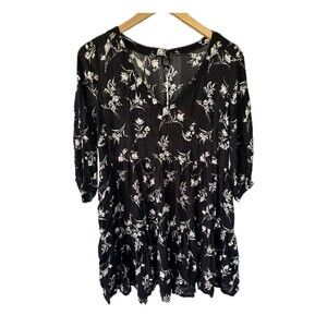 I Joah Premium NWT Semi Sheer Light Crinkle Floral Baby Doll Sun Dress S